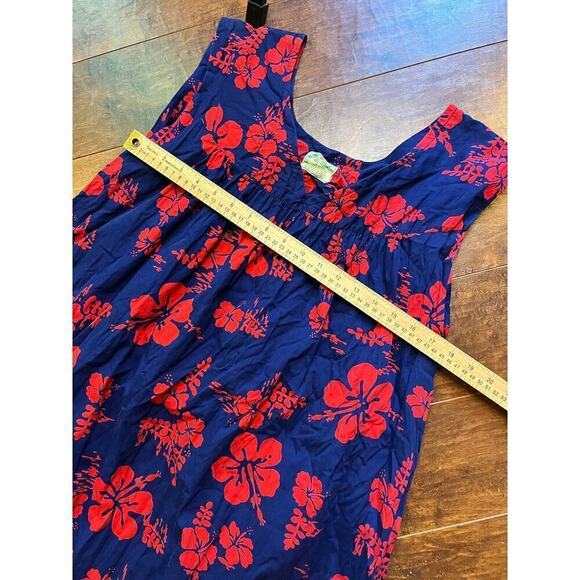 Vintage Ui-Maikai Blue Red Floral Hawaiian Muumuu Dress READ - Picture 5 of 7